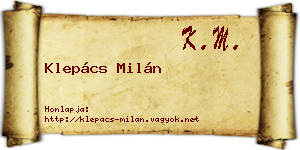 Klepács Milán névjegykártya